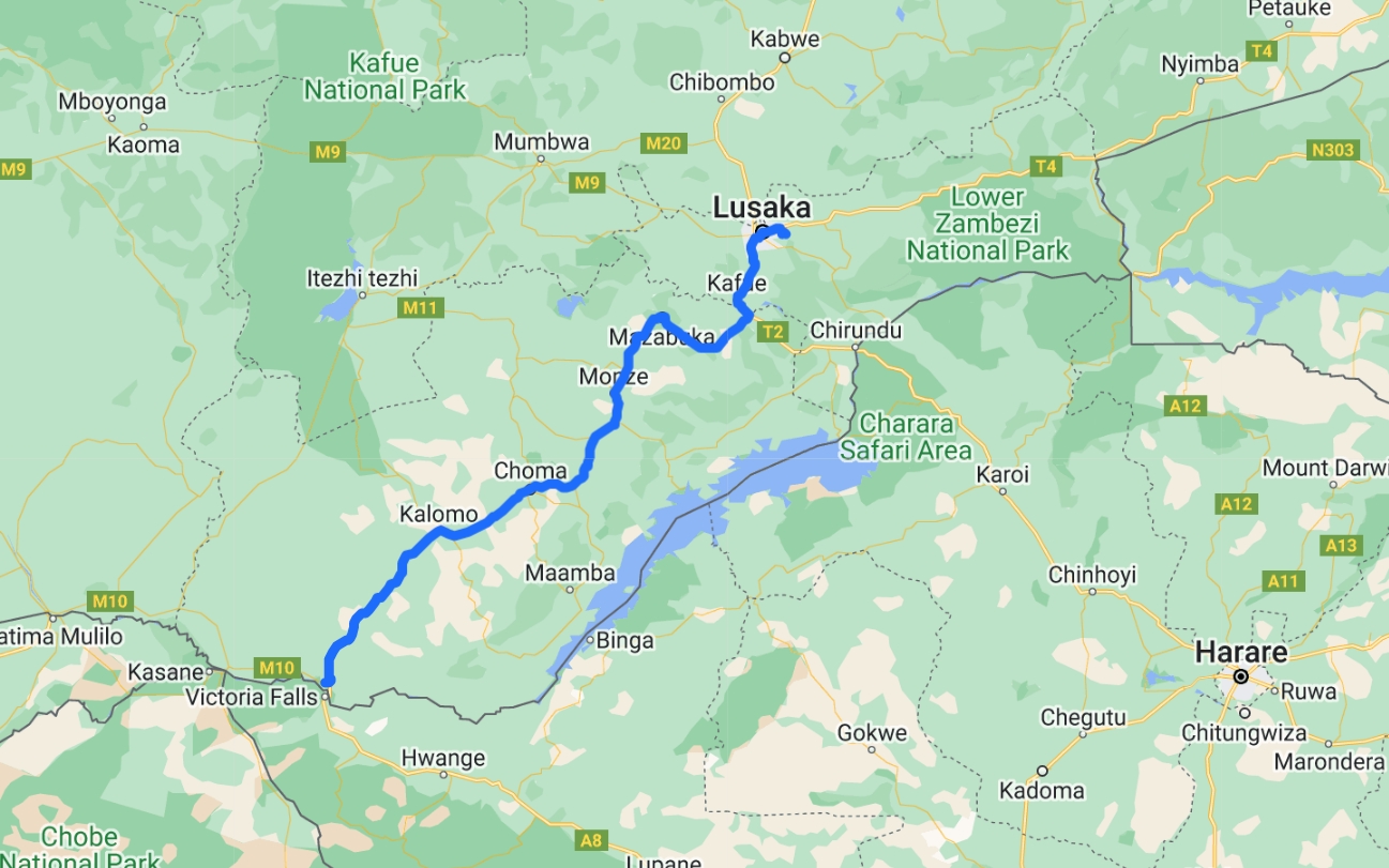 vic falls to lusaka